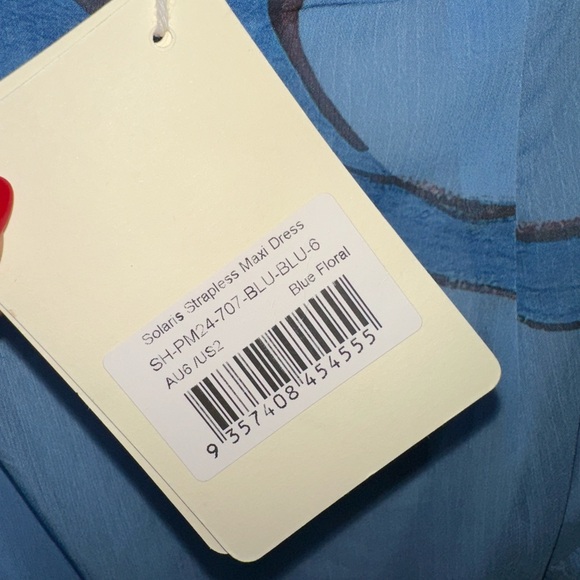 NWT Solaris Strapless Maxi Blue Floral Dress Size US 2 - Picture 8 of 9